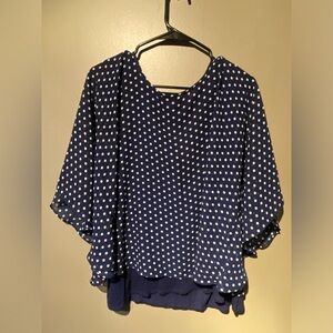 Faith and joy polka dot blouse size Large blue